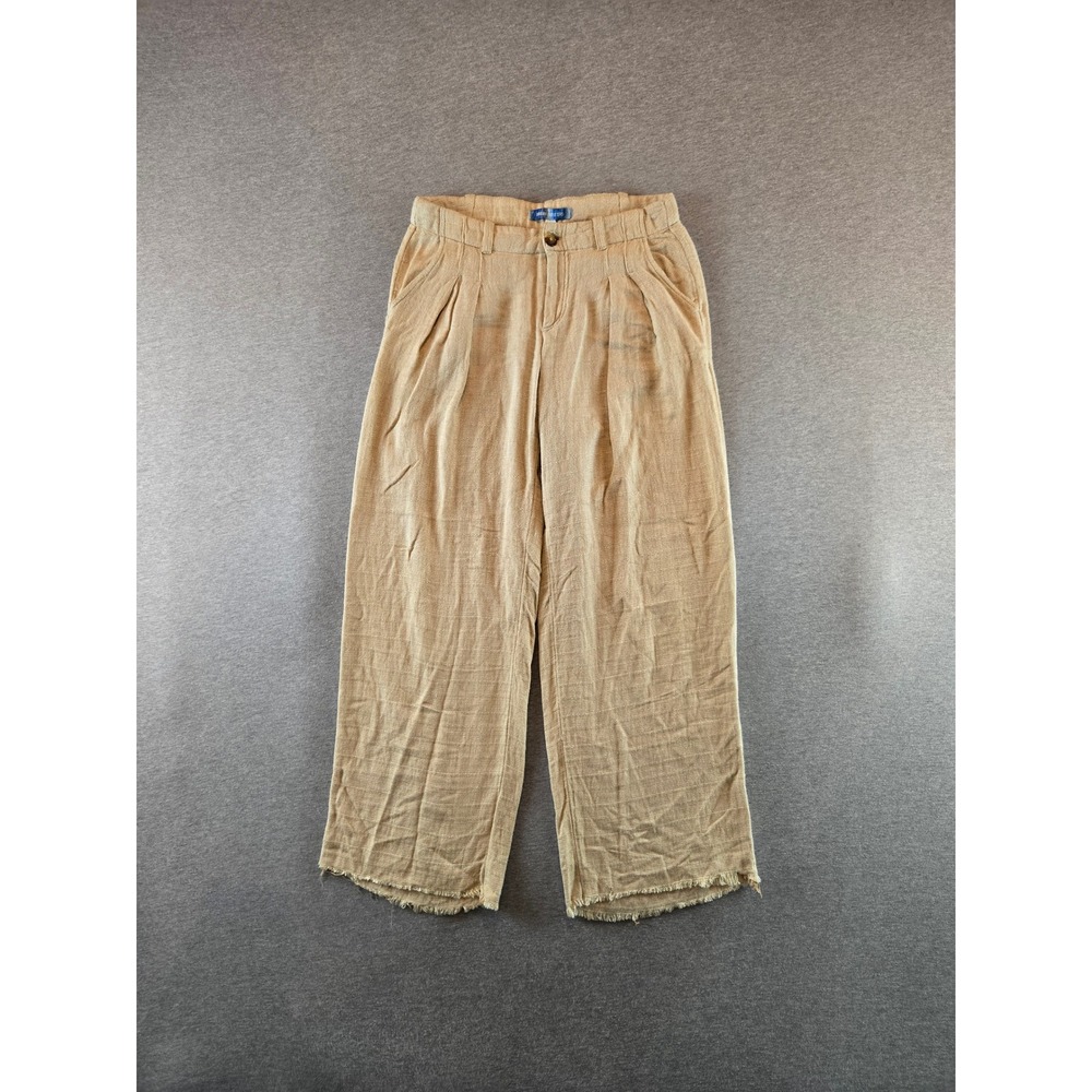 Urban Outfitters Pants Womens 0 28x30 Tan Linen Blend Wide Leg‎ Raw Hem Baggy